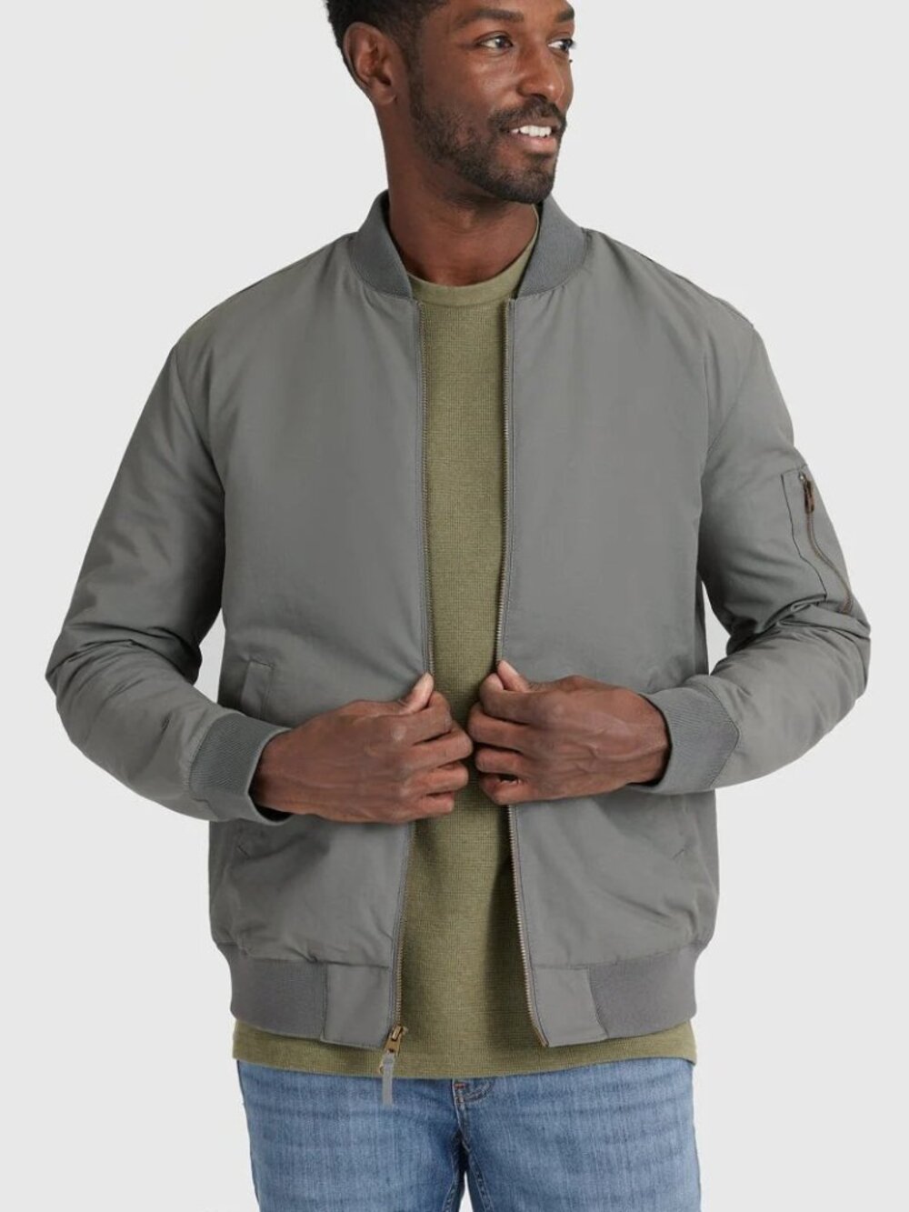 True Classic Carbon Grey Bomber Jacket